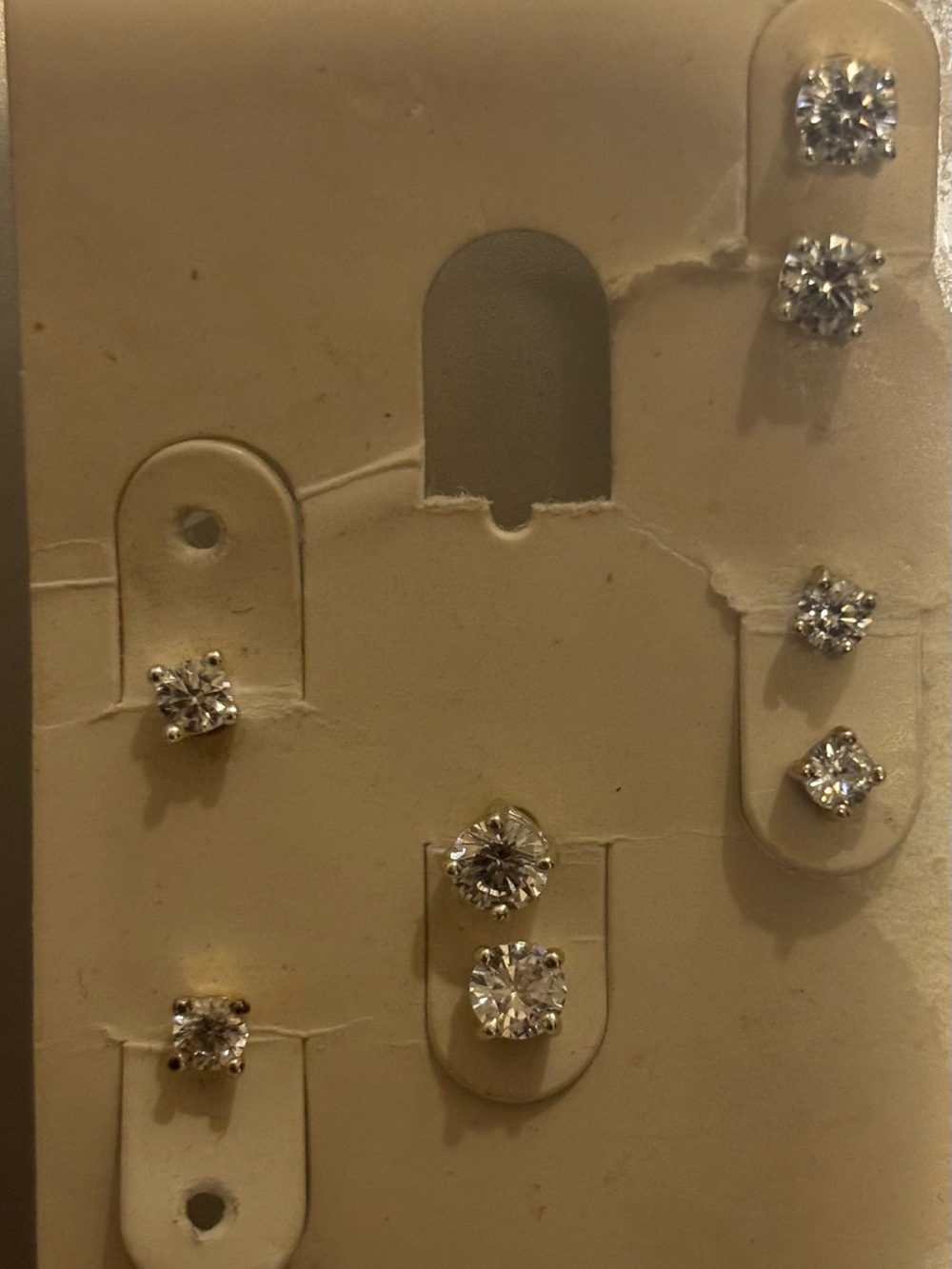 Silver-Tone Clear Crystal Stud Earring Set of 4
